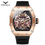 ONOLA Premium Skeleton Automatic Watch – Rose Gold Mechanical Design - Image 3