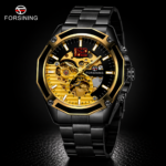 Forsining Black Gold Automatic Skeleton Watch – Automatic Sport Style Watch