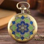 Traditional Old Quartz Pocket Watch-Flower & Diamond Design Necklace Chain Watch for Gift - Image 7