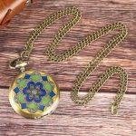 Traditional Old Quartz Pocket Watch-Flower & Diamond Design Necklace Chain Watch for Gift - Image 5