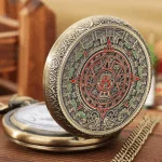 Vintage Pendant Pocket Quartz Watch, Classical Style of Maya Civilization Steampunk clock! The art of Beauty - Image 6