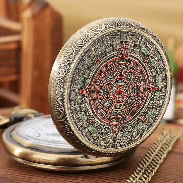 Vintage Pendant Pocket Quartz Watch, Classical Style of Maya Civilization Steampunk clock! The art of Beauty - Image 6