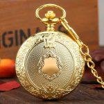Antique souvenir Pocket watch Roman Numerals Dial , Golden Shield Watch with Golden Chain for Gift - Image 8