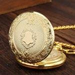 Antique souvenir Pocket watch Roman Numerals Dial , Golden Shield Watch with Golden Chain for Gift - Image 6