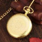 Antique souvenir Pocket watch Roman Numerals Dial , Golden Shield Watch with Golden Chain for Gift - Image 2