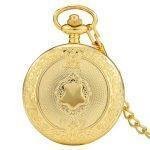 Antique souvenir Pocket watch Roman Numerals Dial , Golden Shield Watch with Golden Chain for Gift - Image 4