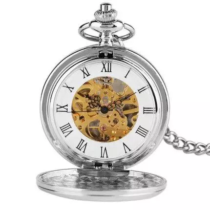 Vintage Pocket Watch Steel Watch with Chain -  Lovely Gift