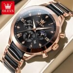 OLEVS Luxury Quartz Watch – Rose Gold Black Dial - Image 3