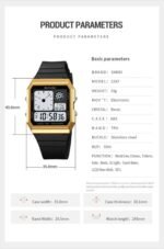 SKMEI Gold World Time Digital Watch – Gold Black | UAE - Image 3