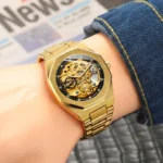 Forsining Automatic Skeleton Watch For Men (Golden) - Image 3