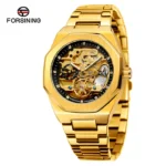 Forsining Automatic Skeleton Watch For Men (Golden)