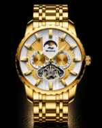TEVIS Gold Automatic Skeleton Watch for Men – Luxury Stainless Steel Self-Winding Mechanical Watch UAE (Copy)